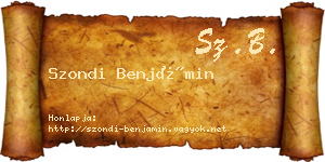 Szondi Benjámin névjegykártya