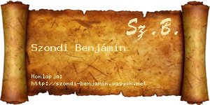 Szondi Benjámin névjegykártya